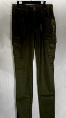 MONFRERE Men's Olive Green Coated Verdant Preston Skinny-Leg Cargo Pant SZ 34